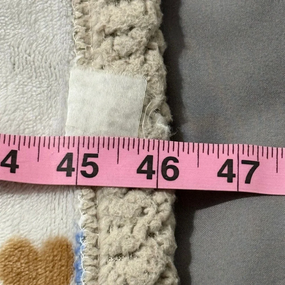 Horse Print Sherpa Lined Throw Blanket Blue Gold Hearts Horseshoe Fleece 46x62